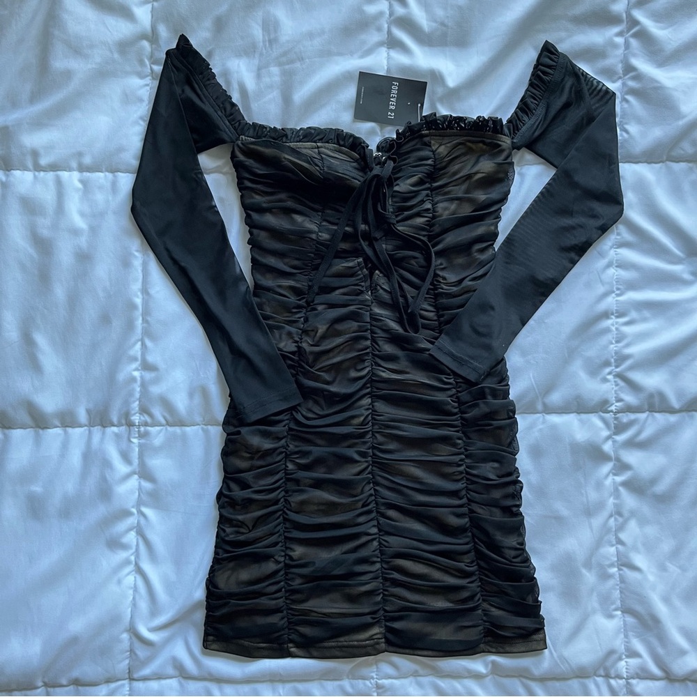 Sexy Black Ruched Dress